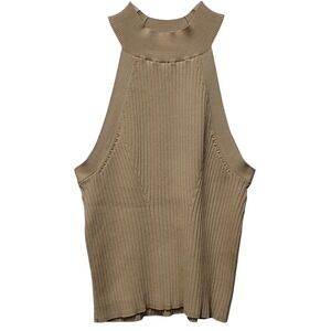 Banana Republic Women's Ribbed-Knit Halter Neck Crop Top Sz S Y2K Office Chic